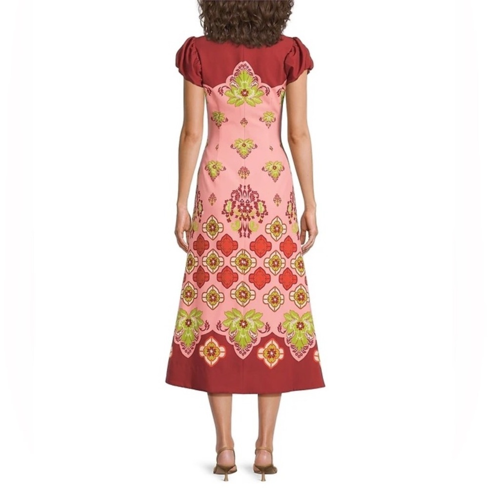 NWT Mestiza New York Perla Flamingo Flourish Crew Neck Short Puff Sleeve Dress - Picture 3 of 11